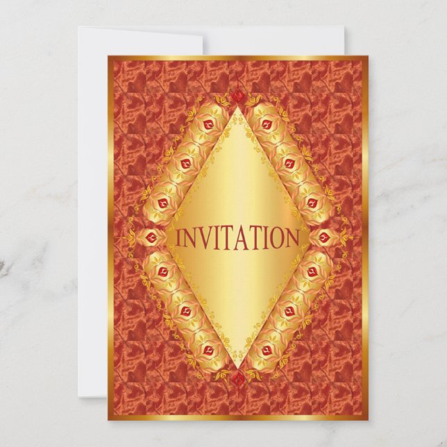 Schöner Golddiamant mit orangefarbener Einladung (Vorderseite)