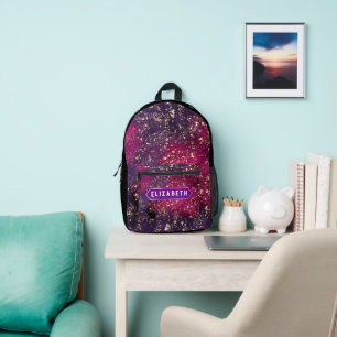 Schöner Golden Black Glitzer Custom Initial Bedruckter Rucksack