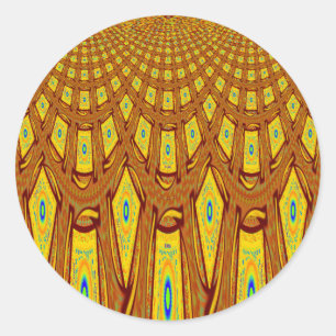 Schöner Golden Brown African Tribal Print Vektor Runder Aufkleber