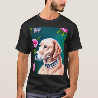 Schöner Golden Retriever Cartoon Charakter Ölmaler T-Shirt