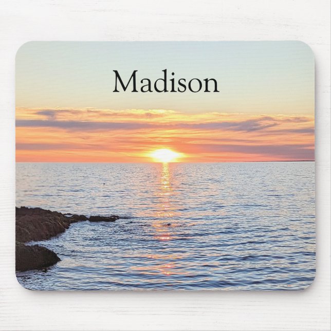 Schöner Golden Sunset Individuelle Name Mousepad (Vorne)