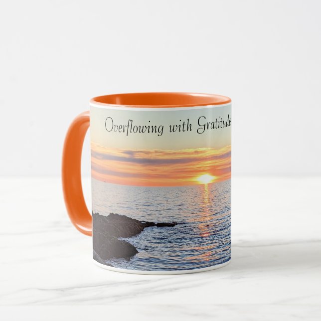 Schöner Goldener Sonnenuntergang auf See Dankbarke Tasse (Vorderseite Links)