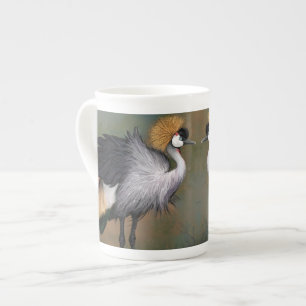 Schöner Gray Crowned Crane - Mignane Malerei Prozellantasse
