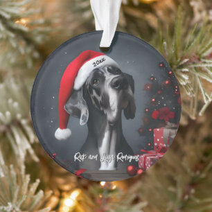 Schöner Great Dane mit Santa-Hut Ornament