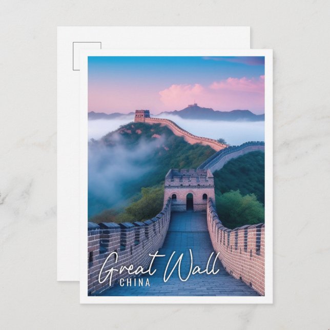 Schöner großer Mauer der China, unangenehmer Morge Postkarte (Vorne/Hinten)