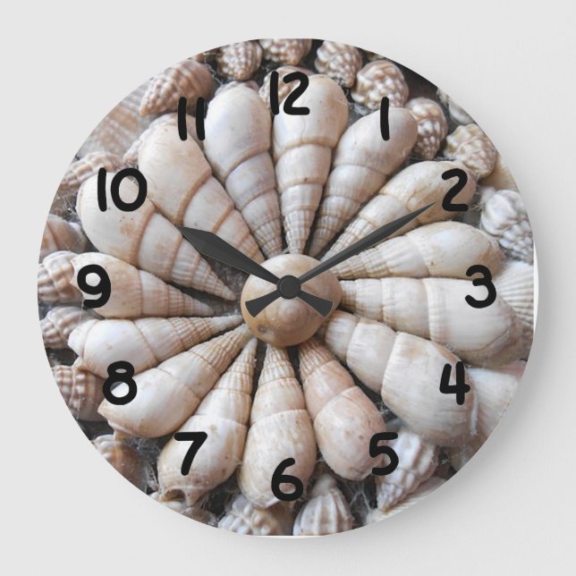 Schöner großer Seashell-runde Wanduhr (Vorderseite)