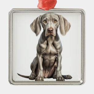SCHÖNER GROSSER WEIMERANER PUPPY HUND ORNAMENT AUS METALL