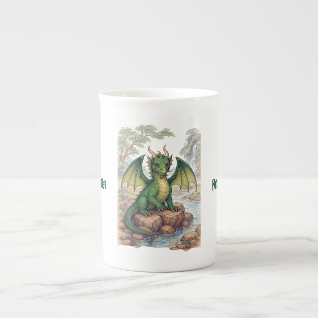 Schöner grüner Drache Prozellantasse (Vorderseite)