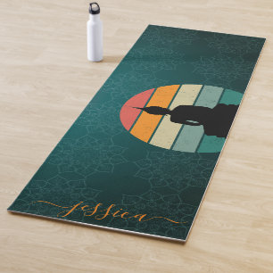 Schöner grüner Retro Sunset Mandala Individuelle N Yogamatte