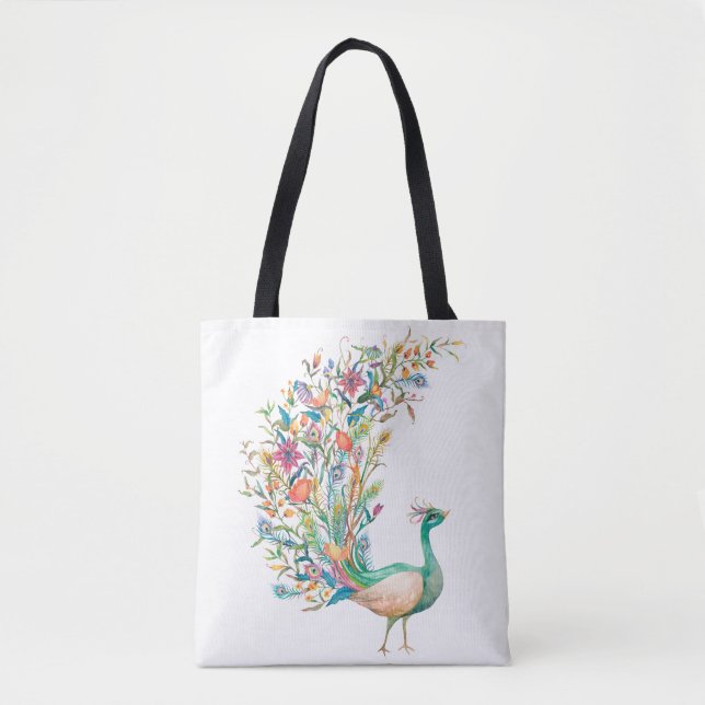 Schöner grüner Wasserfarben-Pfau (Vorderseite)