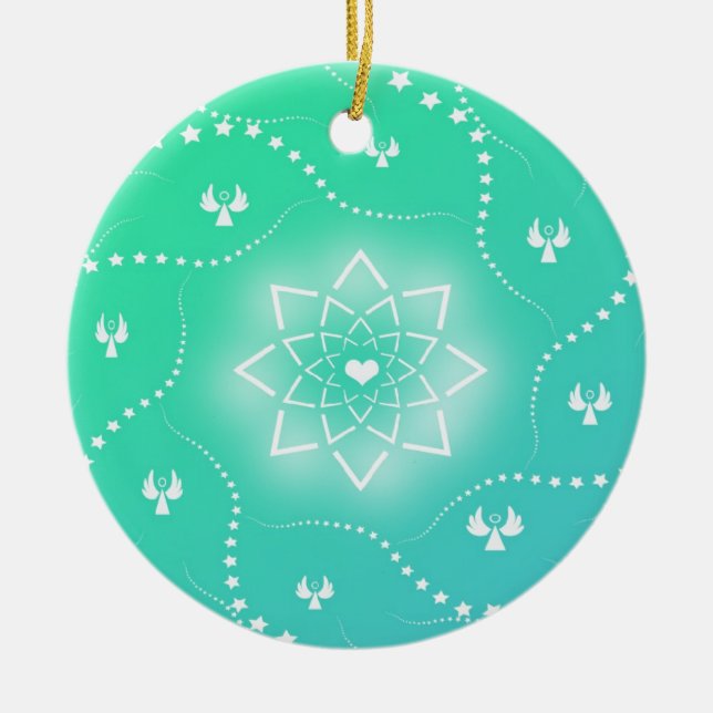 Schöner grüner Weihnachtsschmuck mit kleinen Engel (Vorne)