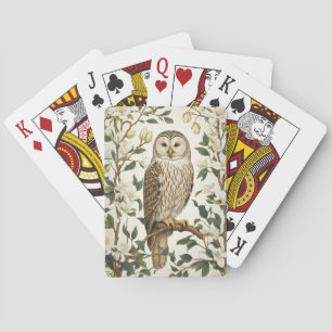 Schöner Habichtskauz und Magnolienblüten Spielkarten