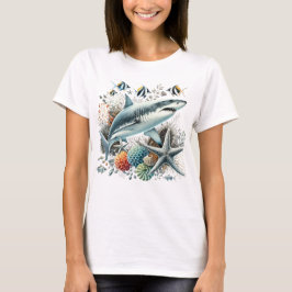 SCHÖNER HAI IM OZEAN MIT FISCHEN UND KORALLE T-Shirt