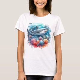 SCHÖNER HAI IM OZEAN MIT FISCHEN UND KORALLEN  T-Shirt