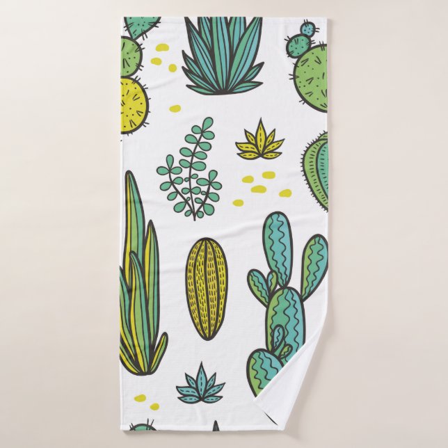 Schöner handgezogener Kakteen abstrakter natürlich Badehandtuch (Badehandtuch)