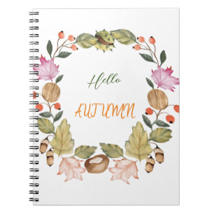 Schöner Herbstkranz mit Aquarellfarbe Notizblock