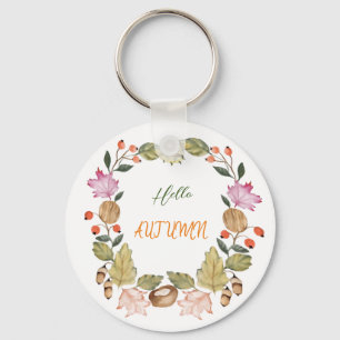 Schöner Herbstkranz mit Aquarellfarbe Schlüsselanhänger