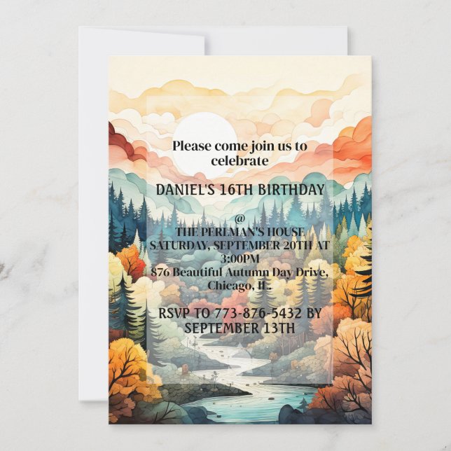 Schöner Herbsttag im Freien Geburtstagsparty Einladung (Vorderseite)