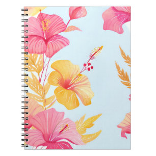 Schöner Hibiskus   Tropische Blume Aquarell Notizblock