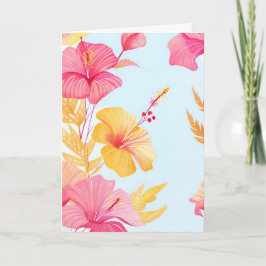 Schöner Hibiskus | Tropische Blume Wasserfarbe Karte
