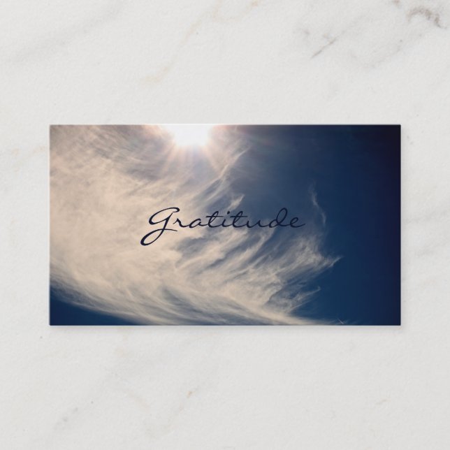 Schöner Himmel u. Dankbarkeit inspiriert Visitenkarte (Vorderseite)
