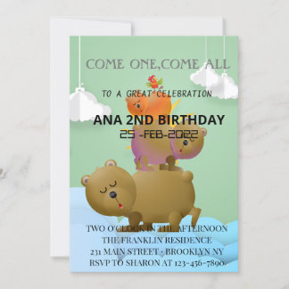 Schöner Himmel und Meer mit einer Familie von Bäre Einladung