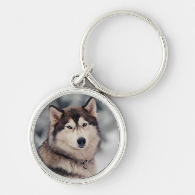 Schöner Husky im Freien Schlüsselanhänger (Vorne)