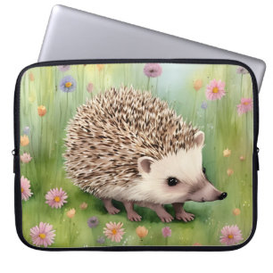 Schöner Igel mit Blume Laptopschutzhülle