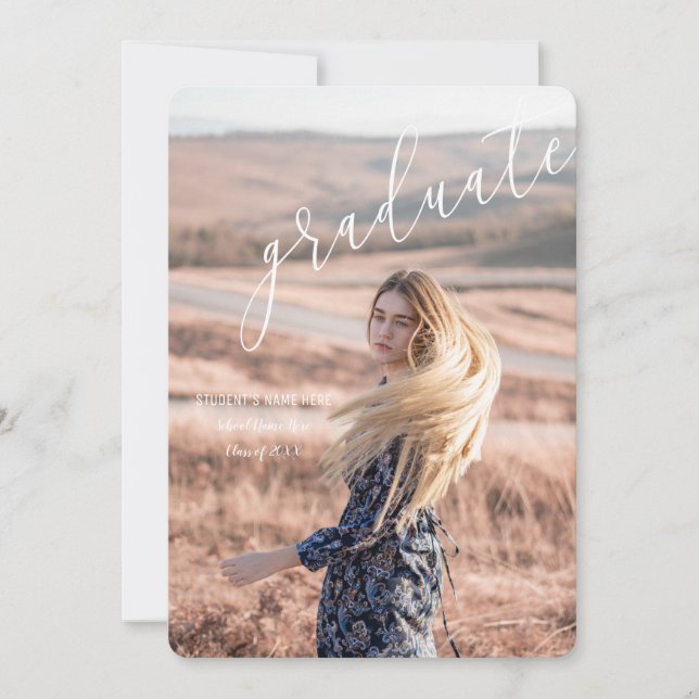 Schöner, individuell anpassbarer Foto Abschluss Einladung (Vorderseite)