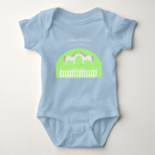 Schöner Individuelle Name für Weiße Pferde Baby Strampler