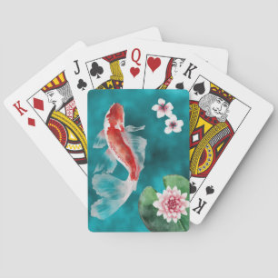 Schöner japanischer Koi Fisch, Kirschblüten Japan Spielkarten