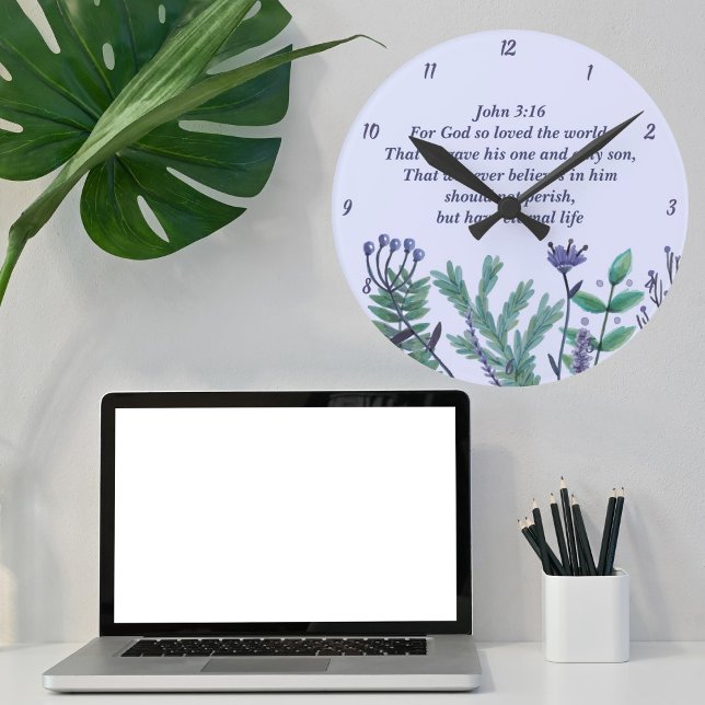 Schöner Johannes 3:16 Denn Gott so liebte die Welt Runde Wanduhr (Von Creator hochgeladen)