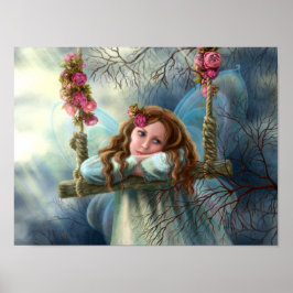 Schöner junger Märchenschmetterling auf Swing. Ill Poster