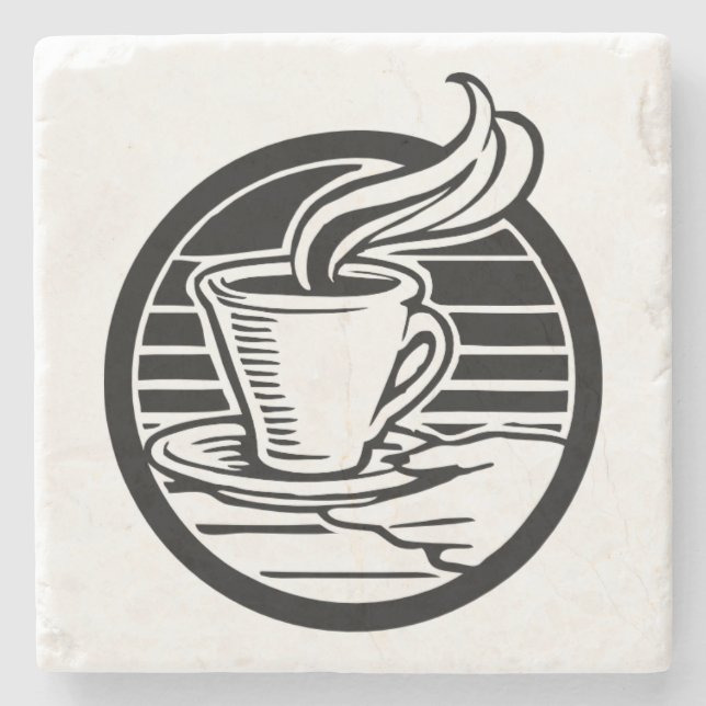Schöner Kaffee-Cup/Saucer Zeichnend Stone-Unterset Steinuntersetzer (Vorderseite)