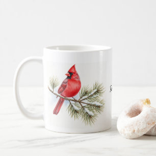 Schöner Kardinal Bird auf dem Zweig Personalisiert Kaffeetasse