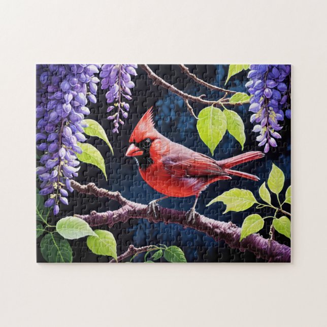 Schöner Kardinal in der Wisteria Puzzle (Horizontal)
