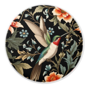 Schöner Kolibri auf dunklem floralem Hintergrund Keramikknauf