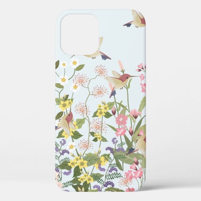 Schöner Kolibri in einer blumengeschmückten Blume Case-Mate iPhone Hülle (Rückseite)