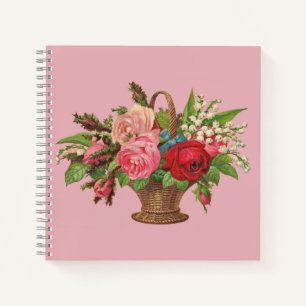 schöner Korbdruck mit Viktorianischer Blume Notizbuch
