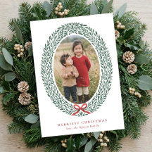 Schöner Kranz und Schleife Weihnachtsfoto