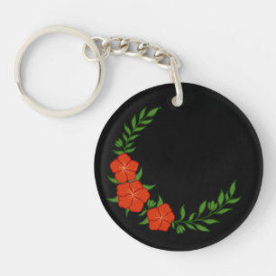 Schöner KronenHalbmond der roten Blume Schlüsselanhänger