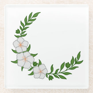 Schöner KronenHalbmond weißer Blume Glasuntersetzer