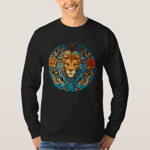 Schöner künstlerischer Buntglasstil Löwe T-Shirt