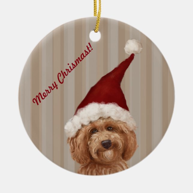 Schöner Labradoodle Liebe-Hundegewohnheits-Text Keramikornament (Vorne)
