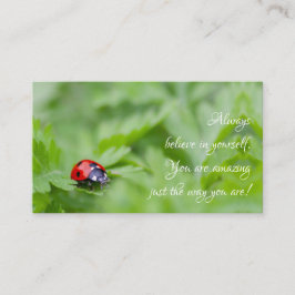 Schöner Ladybug mit motivierend Zitat Visitenkarte