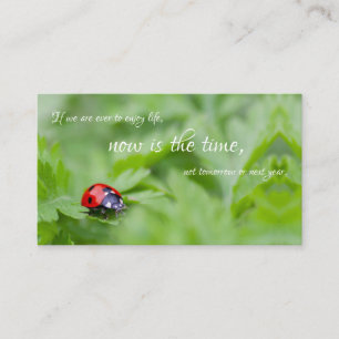 Schöner Ladybug mit motivierend Zitat Visitenkarte