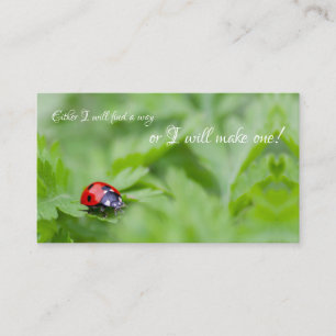 Schöner Ladybug mit motivierend Zitat Visitenkarte