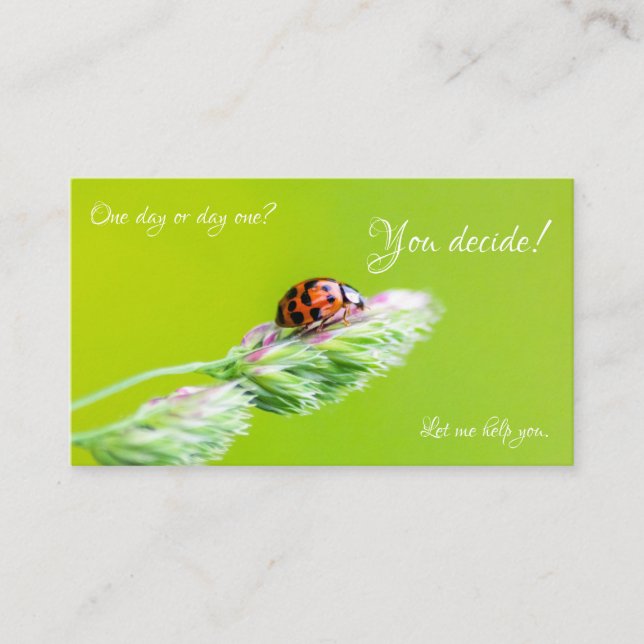 Schöner Ladybug mit positivem motivierend Zitat Visitenkarte (Vorderseite)