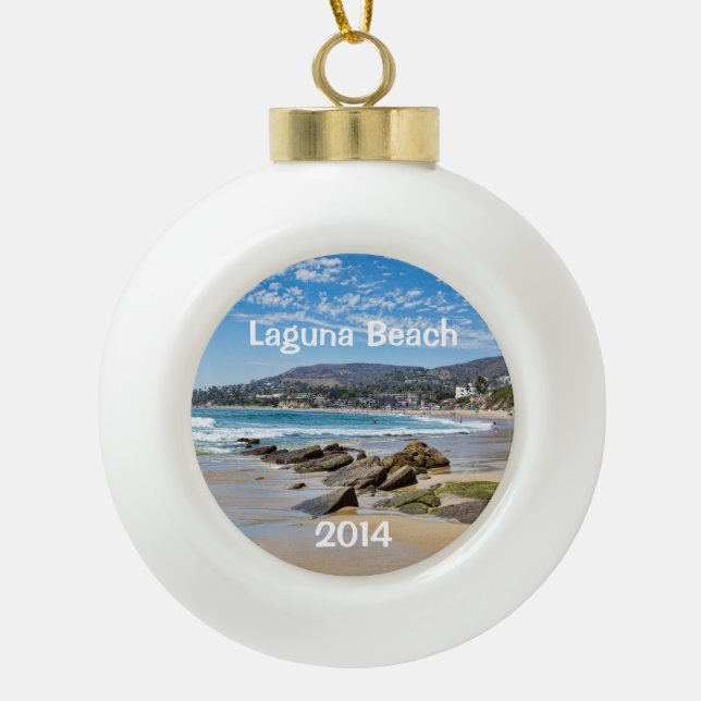 Schöner Laguna Strand Keramik Kugel-Ornament (Vorderseite)