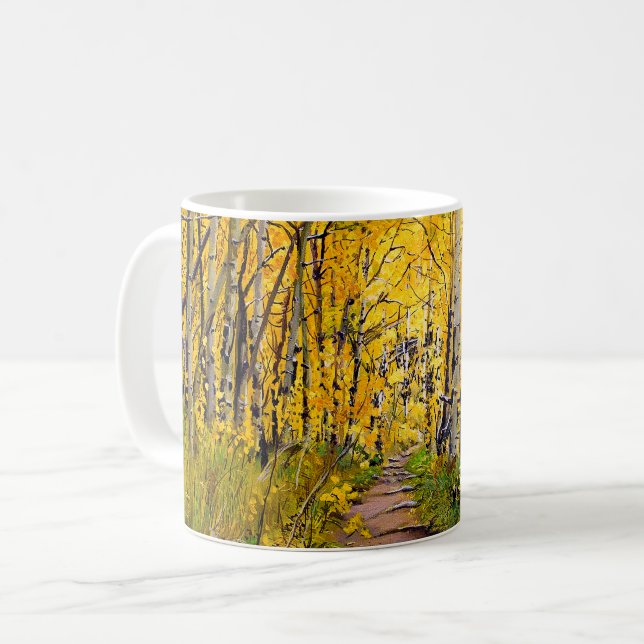 Schöner Landschaftlicher Herbstweg in Aspen Tree G Kaffeetasse (Vorderseite Links)